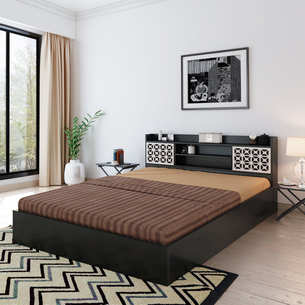 Bharat Lifestyle Brazil Engineered Wood Queen Box Bed  (Finish Color - Black, Delivery Condition - Knock Down)