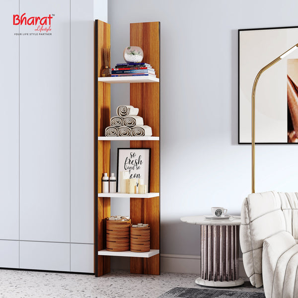 Bharat Lifestyle Mayon Engineered Wood Open Book Shelf (Finish Color - White and Brown, DIY(Do-It-Yourself))