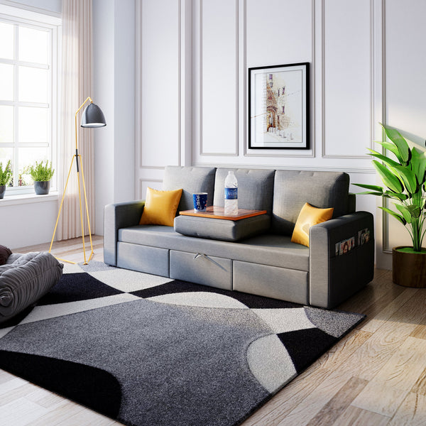 Bharat Lifestyle Signature Fabric 3 Seater Sofa  (Finish Color - Grey, Pre-assembled)