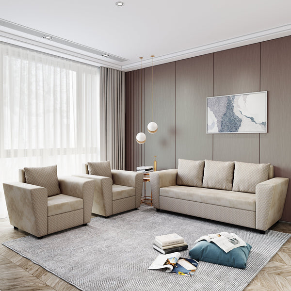Bharat Lifestyle Sweden Fabric 3 + 1 + 1 Sofa Set  (Cream, DIY(Do-It-Yourself))