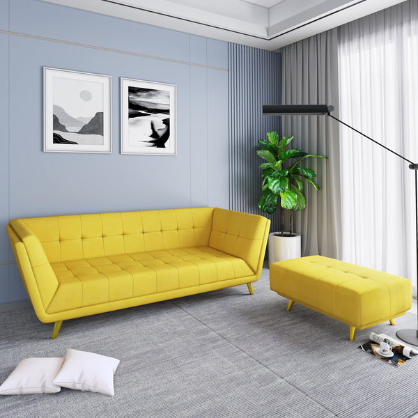 Bharat Lifestyle Troy Fabric 4 Seater Sofa  (Finish Color - Yellow, DIY(Do-It-Yourself))