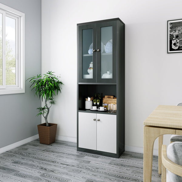 Bharat Lifestyle Washigton Engineered Wood Crockery Cabinet  (Finish Color - White and Wenge, Knock Down)