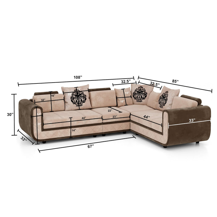 Bharat Lifestyle 777 L Shape Fabric 6 Seater Sofa (Finish Color - Cream Brown, DIY(Do - It - Yourself) - BHARAT LIFESPACE PRIVATE LIMITED