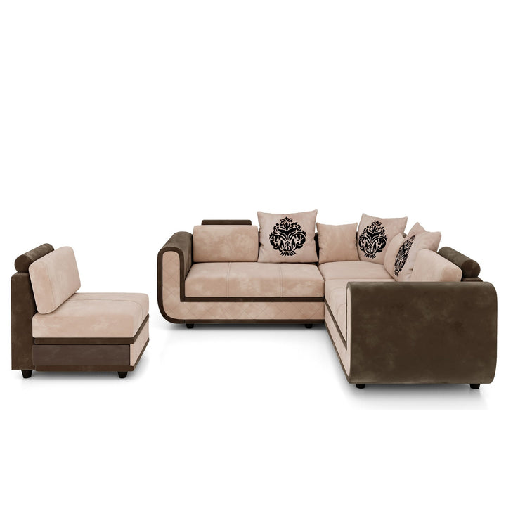 Bharat Lifestyle 777 L Shape Fabric 6 Seater Sofa (Finish Color - Cream Brown, DIY(Do - It - Yourself) - BHARAT LIFESPACE PRIVATE LIMITED