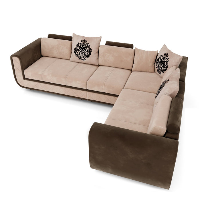 Bharat Lifestyle 777 L Shape Fabric 6 Seater Sofa (Finish Color - Cream Brown, DIY(Do - It - Yourself) - BHARAT LIFESPACE PRIVATE LIMITED