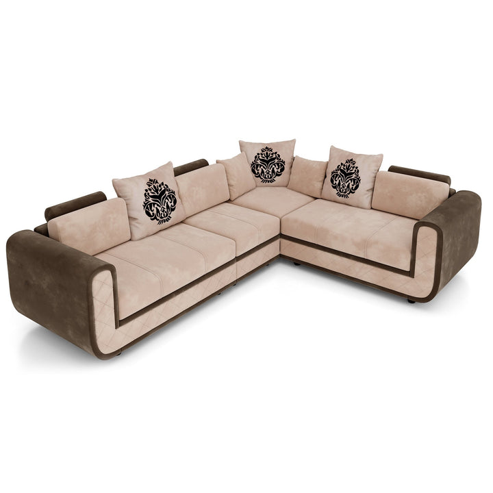 Bharat Lifestyle 777 L Shape Fabric 6 Seater Sofa (Finish Color - Cream Brown, DIY(Do - It - Yourself) - BHARAT LIFESPACE PRIVATE LIMITED