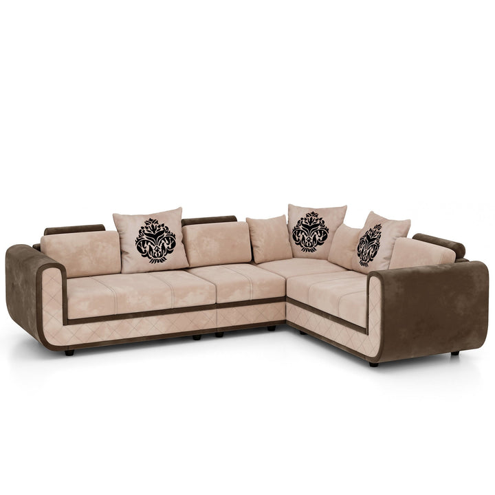 Bharat Lifestyle 777 L Shape Fabric 6 Seater Sofa (Finish Color - Cream Brown, DIY(Do - It - Yourself) - BHARAT LIFESPACE PRIVATE LIMITED