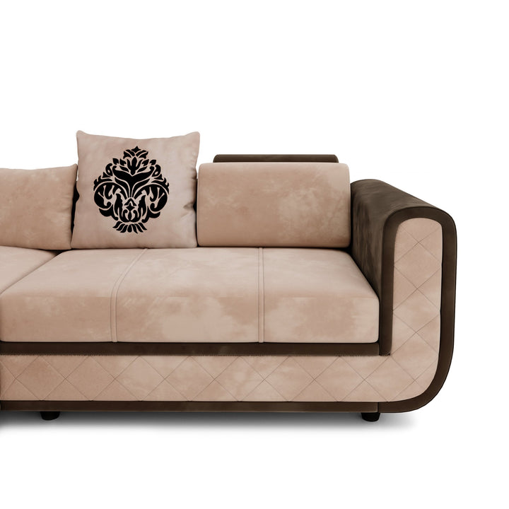 Bharat Lifestyle 777 L Shape Fabric 6 Seater Sofa (Finish Color - Cream Brown, DIY(Do - It - Yourself) - BHARAT LIFESPACE PRIVATE LIMITED