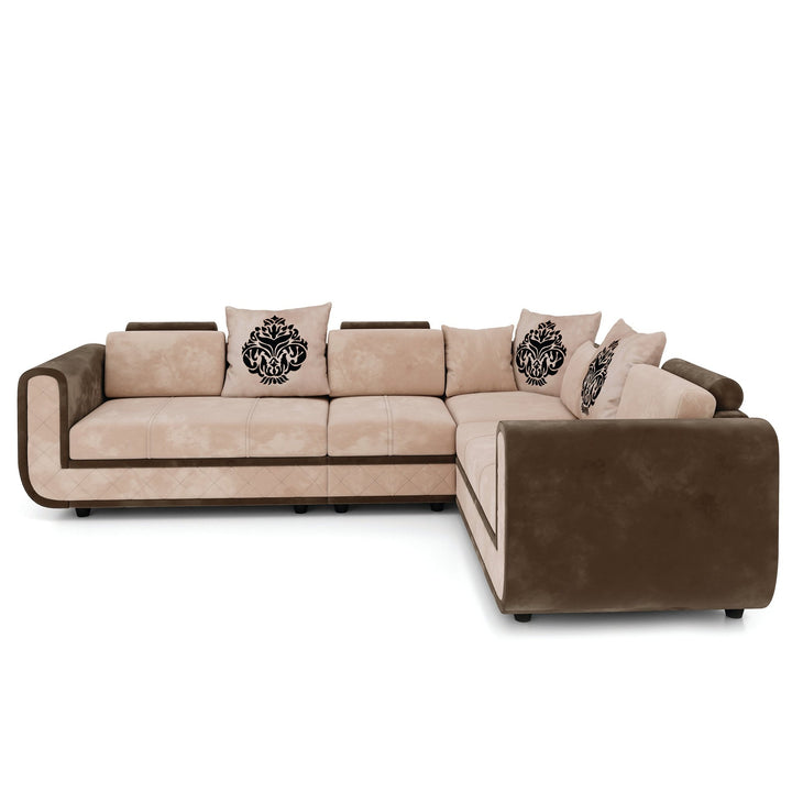 Bharat Lifestyle 777 L Shape Fabric 6 Seater Sofa (Finish Color - Cream Brown, DIY(Do - It - Yourself) - BHARAT LIFESPACE PRIVATE LIMITED