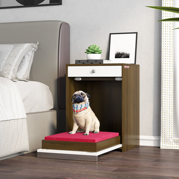 Bharat Lifestyle Active Orion Pet Bed Cum Engineered Wood Side Table (Finish Color - White and Brown, Knock Down) - BHARAT LIFESPACE PRIVATE LIMITED
