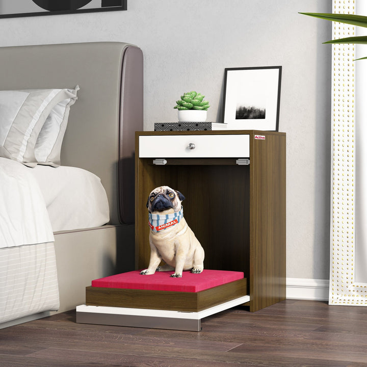Bharat Lifestyle Active Orion Pet Bed Cum Engineered Wood Side Table (Finish Color - White and Brown, Knock Down) - BHARAT LIFESPACE PRIVATE LIMITED
