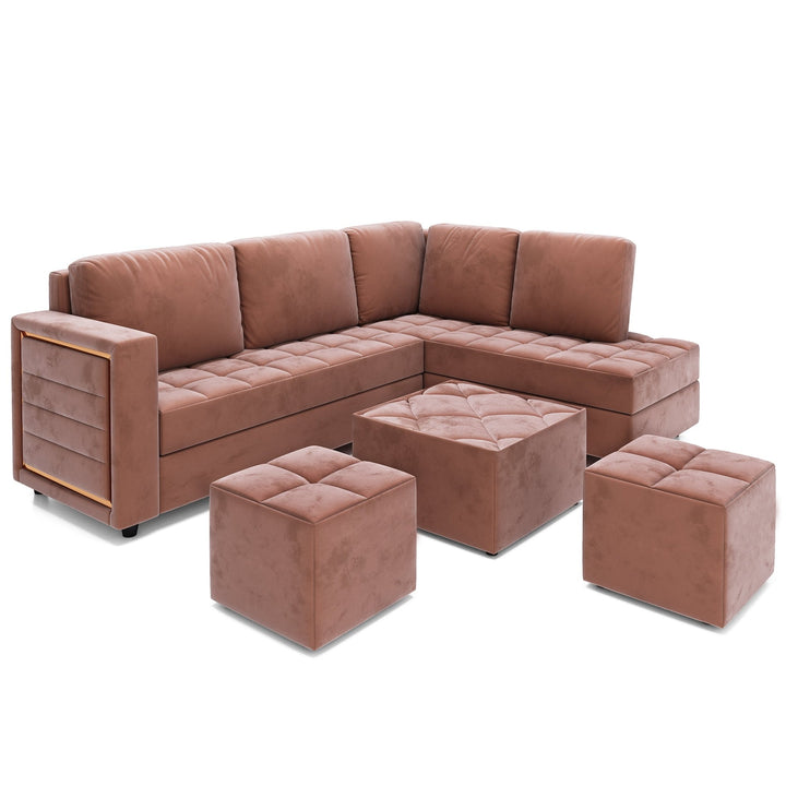 Bharat Lifestyle Alaska Fabric 8 Seater Sofa (Finish Color - Peach, DIY(Do - It - Yourself)) - BHARAT LIFESPACE PRIVATE LIMITED