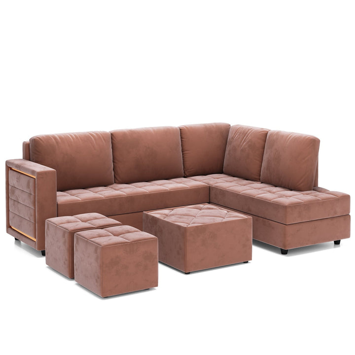 Bharat Lifestyle Alaska Fabric 8 Seater Sofa (Finish Color - Peach, DIY(Do - It - Yourself)) - BHARAT LIFESPACE PRIVATE LIMITED