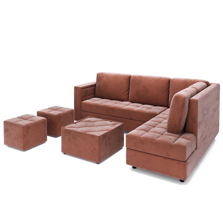 Bharat Lifestyle Alaska Fabric 8 Seater Sofa (Finish Color - Peach, DIY(Do - It - Yourself)) - BHARAT LIFESPACE PRIVATE LIMITED