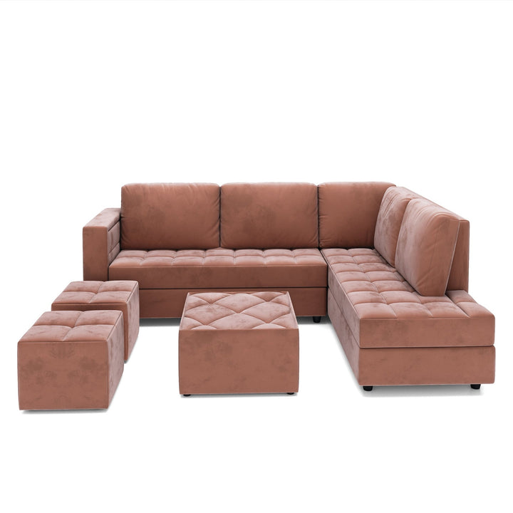 Bharat Lifestyle Alaska Fabric 8 Seater Sofa (Finish Color - Peach, DIY(Do - It - Yourself)) - BHARAT LIFESPACE PRIVATE LIMITED