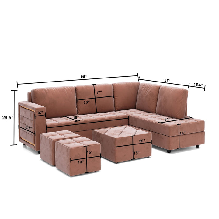 Bharat Lifestyle Alaska Fabric 8 Seater Sofa (Finish Color - Peach, DIY(Do - It - Yourself)) - BHARAT LIFESPACE PRIVATE LIMITED