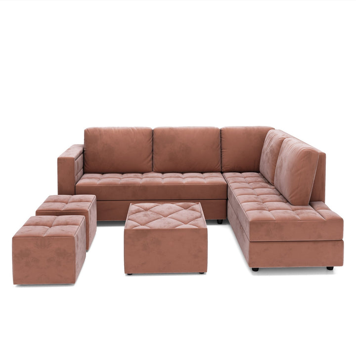 Bharat Lifestyle Alaska Fabric 8 Seater Sofa (Finish Color - Peach, DIY(Do - It - Yourself)) - BHARAT LIFESPACE PRIVATE LIMITED