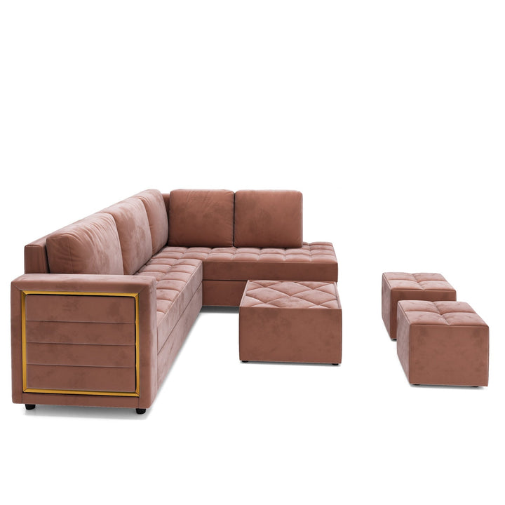 Bharat Lifestyle Alaska Fabric 8 Seater Sofa (Finish Color - Peach, DIY(Do - It - Yourself)) - BHARAT LIFESPACE PRIVATE LIMITED