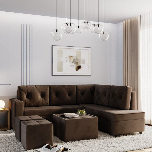 Bharat Lifestyle Alexa Fabric 8 Seater Sofa (Finish Color - Brown, DIY(Do - It - Yourself)) - BHARAT LIFESPACE PRIVATE LIMITED