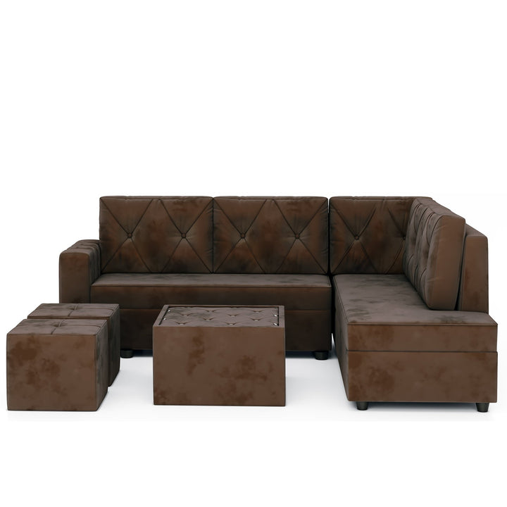 Bharat Lifestyle Alexa Fabric 8 Seater Sofa (Finish Color - Brown, DIY(Do - It - Yourself)) - BHARAT LIFESPACE PRIVATE LIMITED