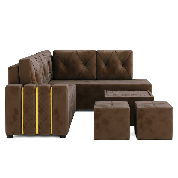 Bharat Lifestyle Alexa Fabric 8 Seater Sofa (Finish Color - Brown, DIY(Do - It - Yourself)) - BHARAT LIFESPACE PRIVATE LIMITED
