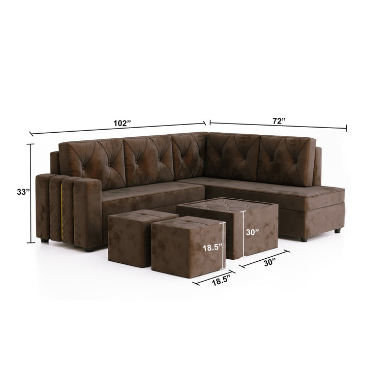 Bharat Lifestyle Alexa Fabric 8 Seater Sofa (Finish Color - Brown, DIY(Do - It - Yourself)) - BHARAT LIFESPACE PRIVATE LIMITED