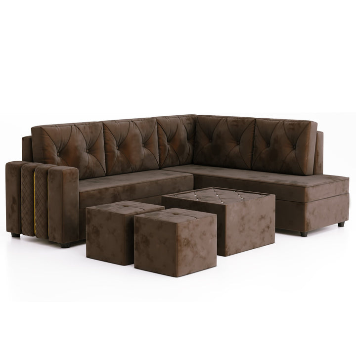 Bharat Lifestyle Alexa Fabric 8 Seater Sofa (Finish Color - Brown, DIY(Do - It - Yourself)) - BHARAT LIFESPACE PRIVATE LIMITED
