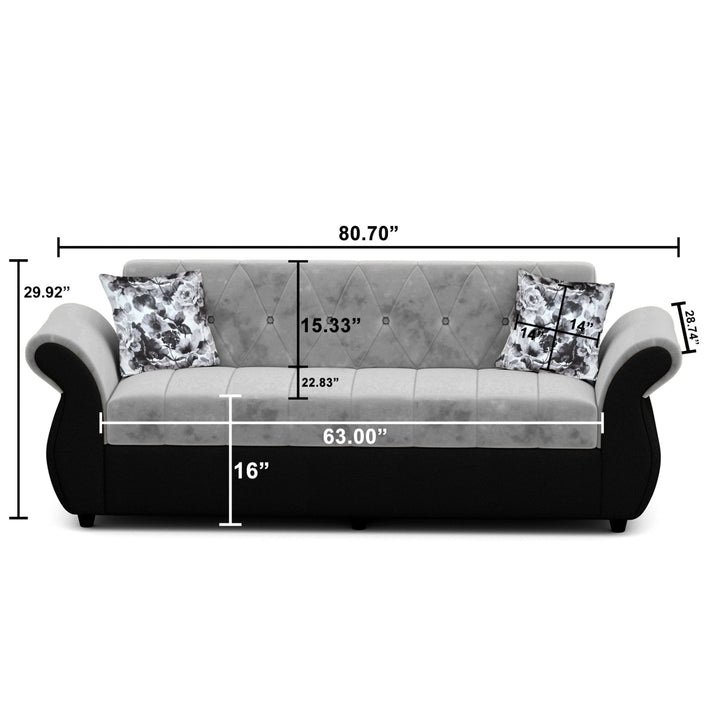 Bharat Lifestyle Alina Fabric 3 Seater Sofa (Black & Grey) | for Living Room & Bedroom | Modern Dual Tone | DIY Assembly | Wooden Frame | 1 Year Warranty - BHARAT LIFESPACE PRIVATE LIMITED