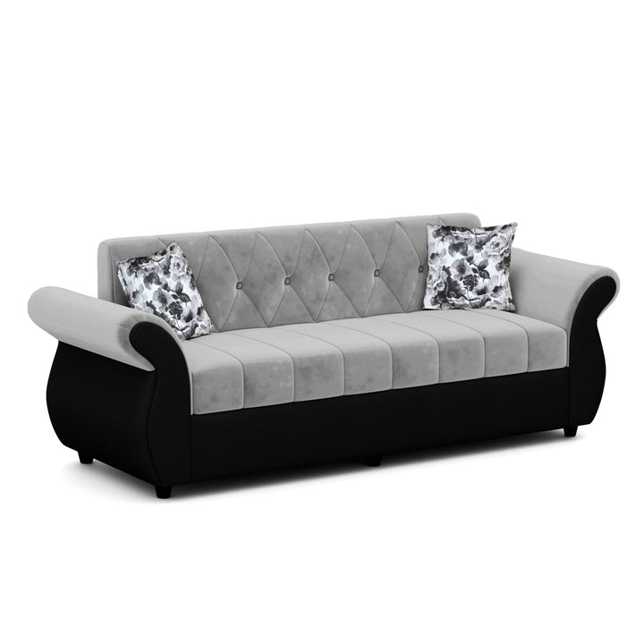 Bharat Lifestyle Alina Fabric 3 Seater Sofa (Black & Grey) | for Living Room & Bedroom | Modern Dual Tone | DIY Assembly | Wooden Frame | 1 Year Warranty - BHARAT LIFESPACE PRIVATE LIMITED