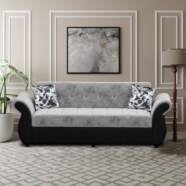 Bharat Lifestyle Alina Fabric 3 Seater Sofa (Black & Grey) | for Living Room & Bedroom | Modern Dual Tone | DIY Assembly | Wooden Frame | 1 Year Warranty - BHARAT LIFESPACE PRIVATE LIMITED