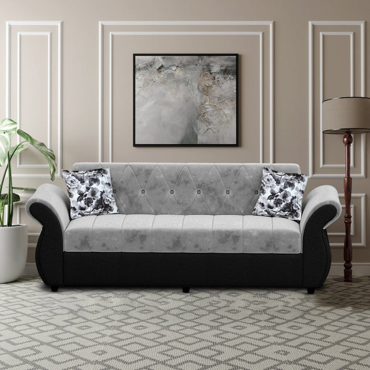Bharat Lifestyle Alina Fabric 3 Seater Sofa (Black & Grey) | for Living Room & Bedroom | Modern Dual Tone | DIY Assembly | Wooden Frame | 1 Year Warranty - BHARAT LIFESPACE PRIVATE LIMITED