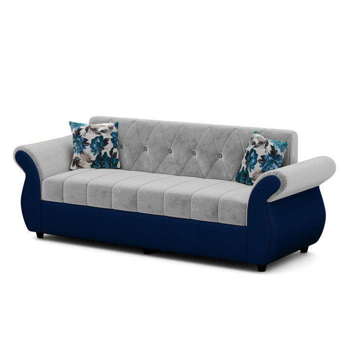 Bharat Lifestyle Alina Fabric 3 Seater Sofa (Blue & Grey) | Modern Dual Tone Design | DIY Assembly | Wooden Frame | Comfortable Seating | 1 Year Warranty - BHARAT LIFESPACE PRIVATE LIMITED