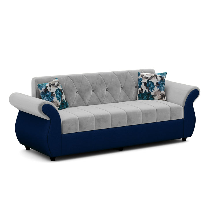 Bharat Lifestyle Alina Fabric 3 Seater Sofa (Blue & Grey) | Modern Dual Tone Design | DIY Assembly | Wooden Frame | Comfortable Seating | 1 Year Warranty - BHARAT LIFESPACE PRIVATE LIMITED