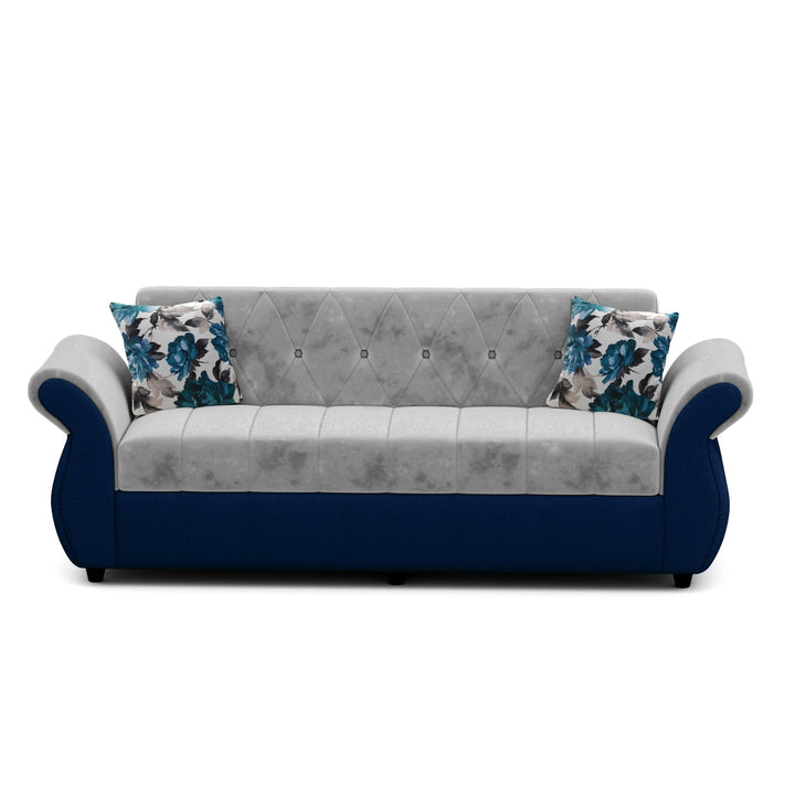 Bharat Lifestyle Alina Fabric 3 Seater Sofa (Blue & Grey) | Modern Dual Tone Design | DIY Assembly | Wooden Frame | Comfortable Seating | 1 Year Warranty - BHARAT LIFESPACE PRIVATE LIMITED