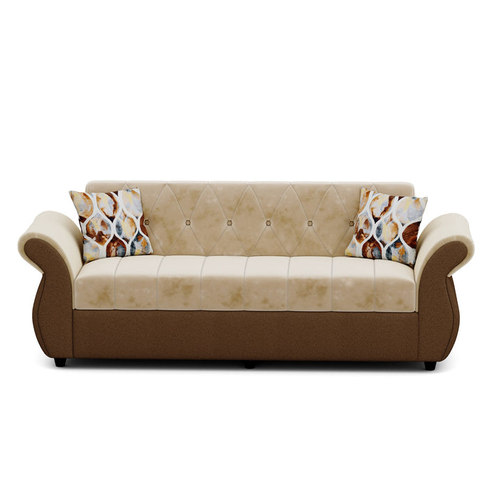 Bharat Lifestyle Alina Fabric 3 Seater Sofa (Cream & Brown) | Modern Dual Tone Design | DIY Assembly | Sturdy Wooden Frame | Comfortable Seating | 1 Year Warranty - BHARAT LIFESPACE PRIVATE LIMITED
