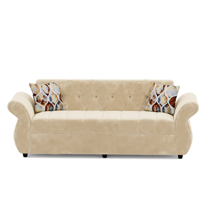 Bharat Lifestyle Alina Fabric 3 Seater Sofa (Cream) | Modern Elegant Design | DIY Assembly | Sturdy Wooden Frame | Comfortable Seating | 1 Year Warranty - BHARAT LIFESPACE PRIVATE LIMITED