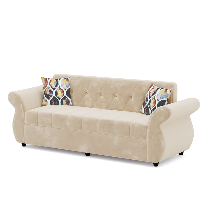 Bharat Lifestyle Alina Fabric 3 Seater Sofa (Cream) | Modern Elegant Design | DIY Assembly | Sturdy Wooden Frame | Comfortable Seating | 1 Year Warranty - BHARAT LIFESPACE PRIVATE LIMITED