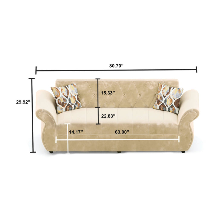 Bharat Lifestyle Alina Fabric 3 Seater Sofa (Cream) | Modern Elegant Design | DIY Assembly | Sturdy Wooden Frame | Comfortable Seating | 1 Year Warranty - BHARAT LIFESPACE PRIVATE LIMITED