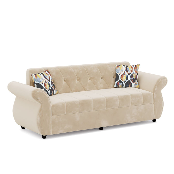 Bharat Lifestyle Alina Fabric 3 Seater Sofa (Cream) | Modern Elegant Design | DIY Assembly | Sturdy Wooden Frame | Comfortable Seating | 1 Year Warranty - BHARAT LIFESPACE PRIVATE LIMITED