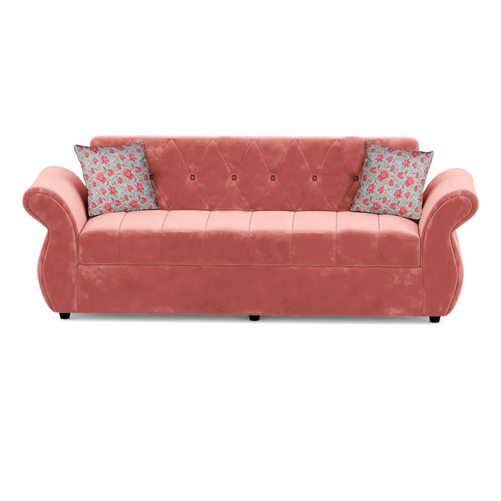 Bharat Lifestyle Alina Fabric 3 Seater Sofa (Peach) for Living Room, Bedroom, Home and Office | Modern Stylish Design | DIY Assembly | Durable Wooden Frame | Comfortable Seating | 1 Year Warranty - BHARAT LIFESPACE PRIVATE LIMITED