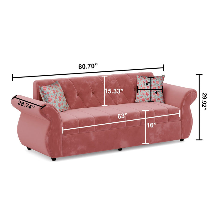 Bharat Lifestyle Alina Fabric 3 Seater Sofa (Peach) for Living Room, Bedroom, Home and Office | Modern Stylish Design | DIY Assembly | Durable Wooden Frame | Comfortable Seating | 1 Year Warranty - BHARAT LIFESPACE PRIVATE LIMITED