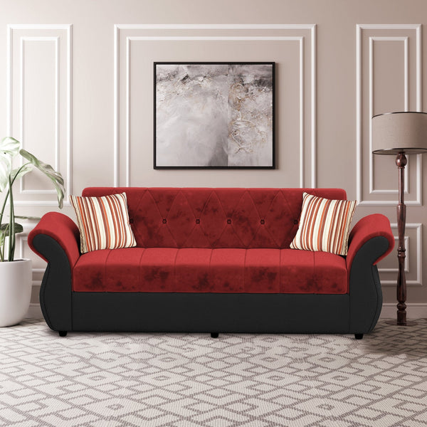 Bharat Lifestyle Alina Fabric 3 Seater Sofa (Red & Black) for Living Room, Bedroom, Home and Office | Modern Dual Tone Design | DIY Assembly | Comfortable Seating | 1 Year Warranty - BHARAT LIFESPACE PRIVATE LIMITED