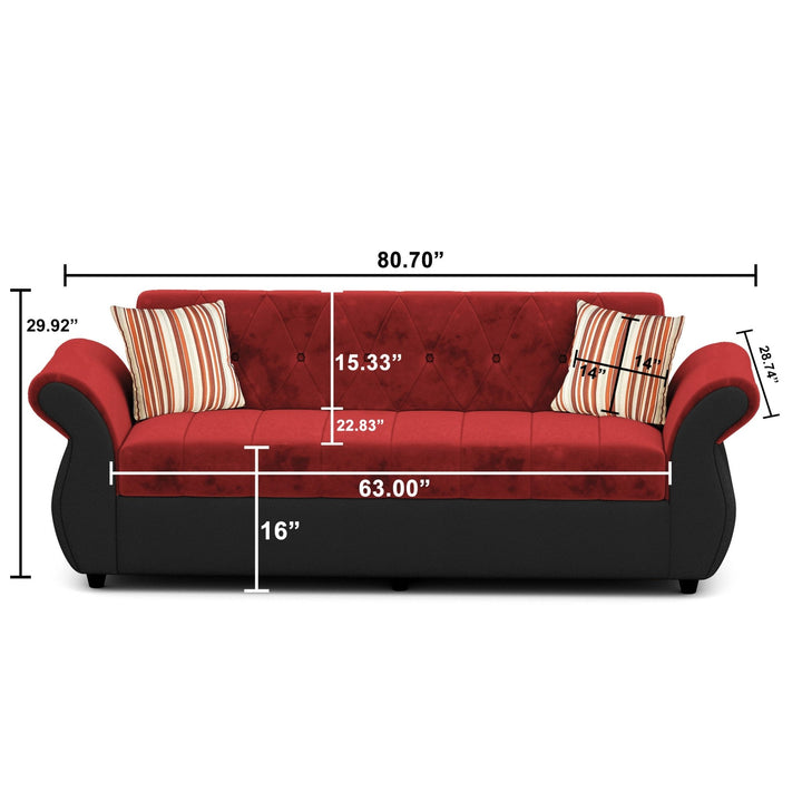 Bharat Lifestyle Alina Fabric 3 Seater Sofa (Red & Black) for Living Room, Bedroom, Home and Office | Modern Dual Tone Design | DIY Assembly | Comfortable Seating | 1 Year Warranty - BHARAT LIFESPACE PRIVATE LIMITED