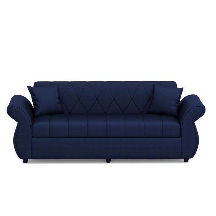 Bharat Lifestyle Alina Leatherette 3 Seater Sofa (Blue) | Stylish Modern Design | DIY Assembly | Durable Wooden Frame | Comfortable Seating | 1 Year Warranty - BHARAT LIFESPACE PRIVATE LIMITED