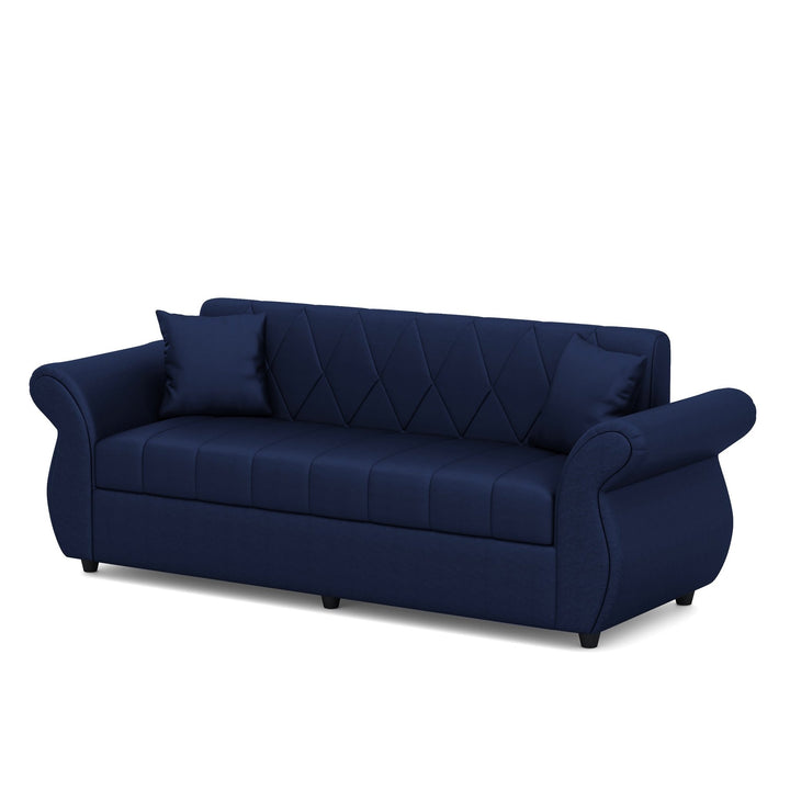 Bharat Lifestyle Alina Leatherette 3 Seater Sofa (Blue) | Stylish Modern Design | DIY Assembly | Durable Wooden Frame | Comfortable Seating | 1 Year Warranty - BHARAT LIFESPACE PRIVATE LIMITED