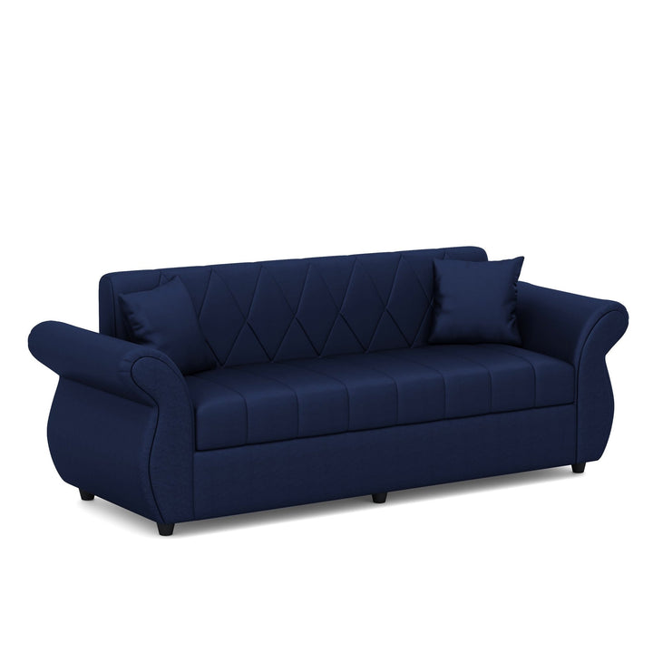 Bharat Lifestyle Alina Leatherette 3 Seater Sofa (Blue) | Stylish Modern Design | DIY Assembly | Durable Wooden Frame | Comfortable Seating | 1 Year Warranty - BHARAT LIFESPACE PRIVATE LIMITED