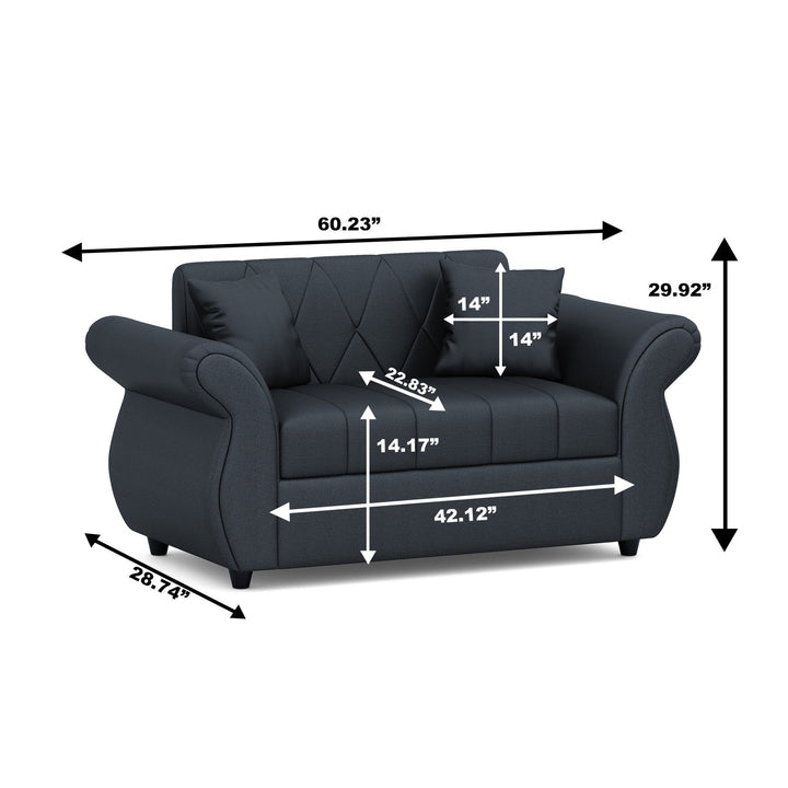 Bharat Lifestyle Alina Leatherette Upholstery 2 Seater (Finish Color - Black) Sofa, Luxurious Looks and Comfortable Sofa for Living Room, Bedroom, Home and Office, Wooden Frame Sofa, Black, Assembly DIY(Do - It - Yourself) - BHARAT LIFESPACE PRIVATE LIMITED
