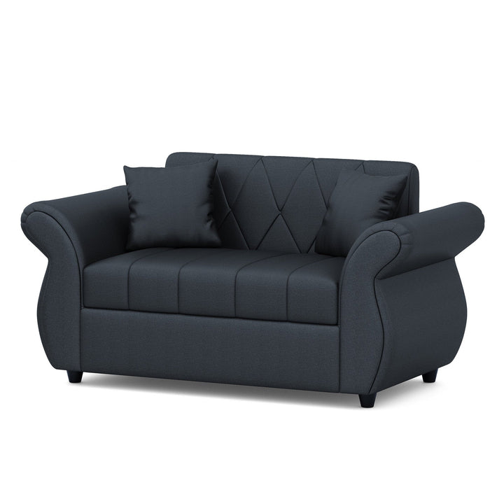 Bharat Lifestyle Alina Leatherette Upholstery 2 Seater (Finish Color - Black) Sofa, Luxurious Looks and Comfortable Sofa for Living Room, Bedroom, Home and Office, Wooden Frame Sofa, Black, Assembly DIY(Do - It - Yourself) - BHARAT LIFESPACE PRIVATE LIMITED