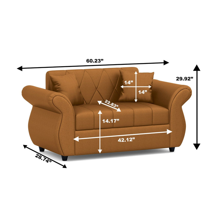 Bharat Lifestyle Alina Leatherette Upholstery 2 Seater (Finish Color – Tan) Sofa, Luxurious Looks and Comfortable Sofa for Living Room, Bedroom, Home and Office, Wooden Frame Sofa, Black, Assembly DIY(Do - It - Yourself) - BHARAT LIFESPACE PRIVATE LIMITED