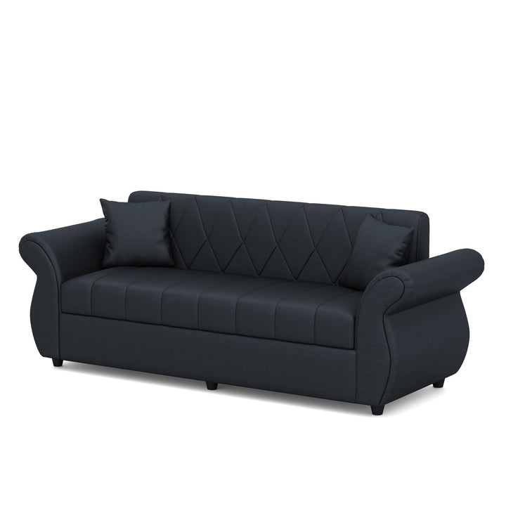 Bharat Lifestyle Alina Leatherette Upholstery 3 + 2 + 2 + D + CT Seater (Finish Color - Black) Sofa, Luxurious Looks and Comfortable Sofa for Living Room, Bedroom, Home and Office, Wooden Frame Sofa, Assembly DIY(Do - It - Yourself) - BHARAT LIFESPACE PRIVATE LIMITED